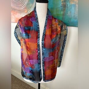 Laurel Burch Wild Horses Of Fire Art Silk Scarf Rare Print Excellent Condition